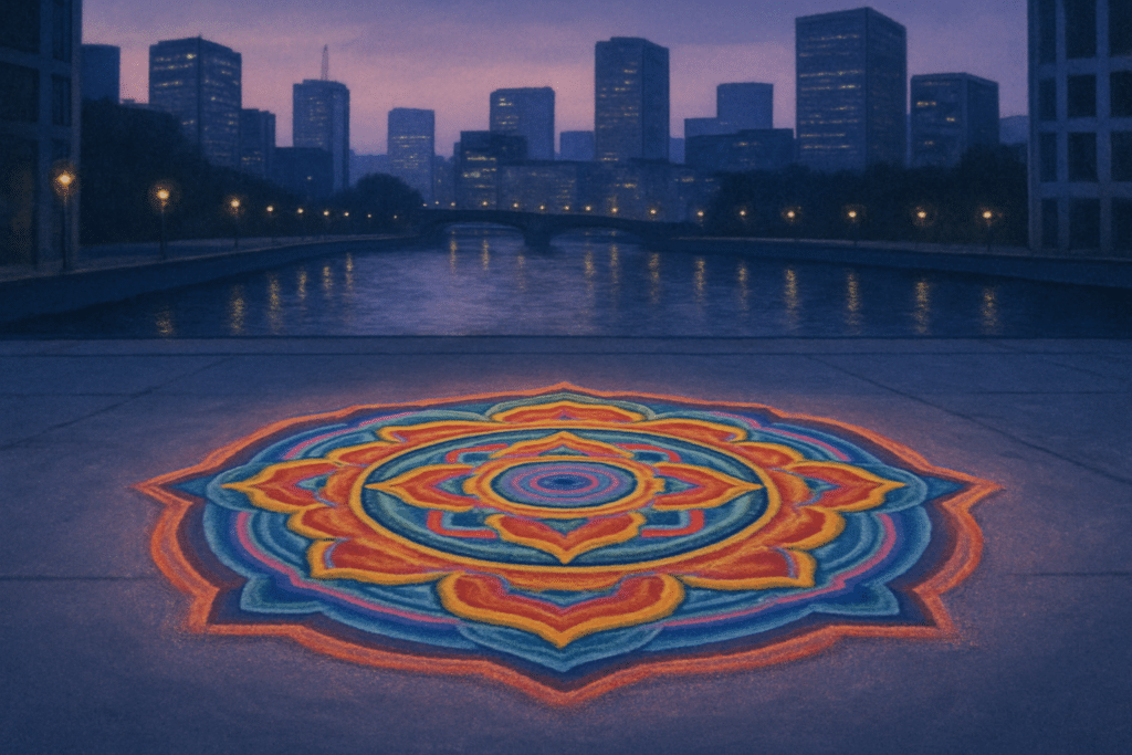 Buddhalainen mandala ja impermanenssin opetus Lontoon Oxo-galleriassa